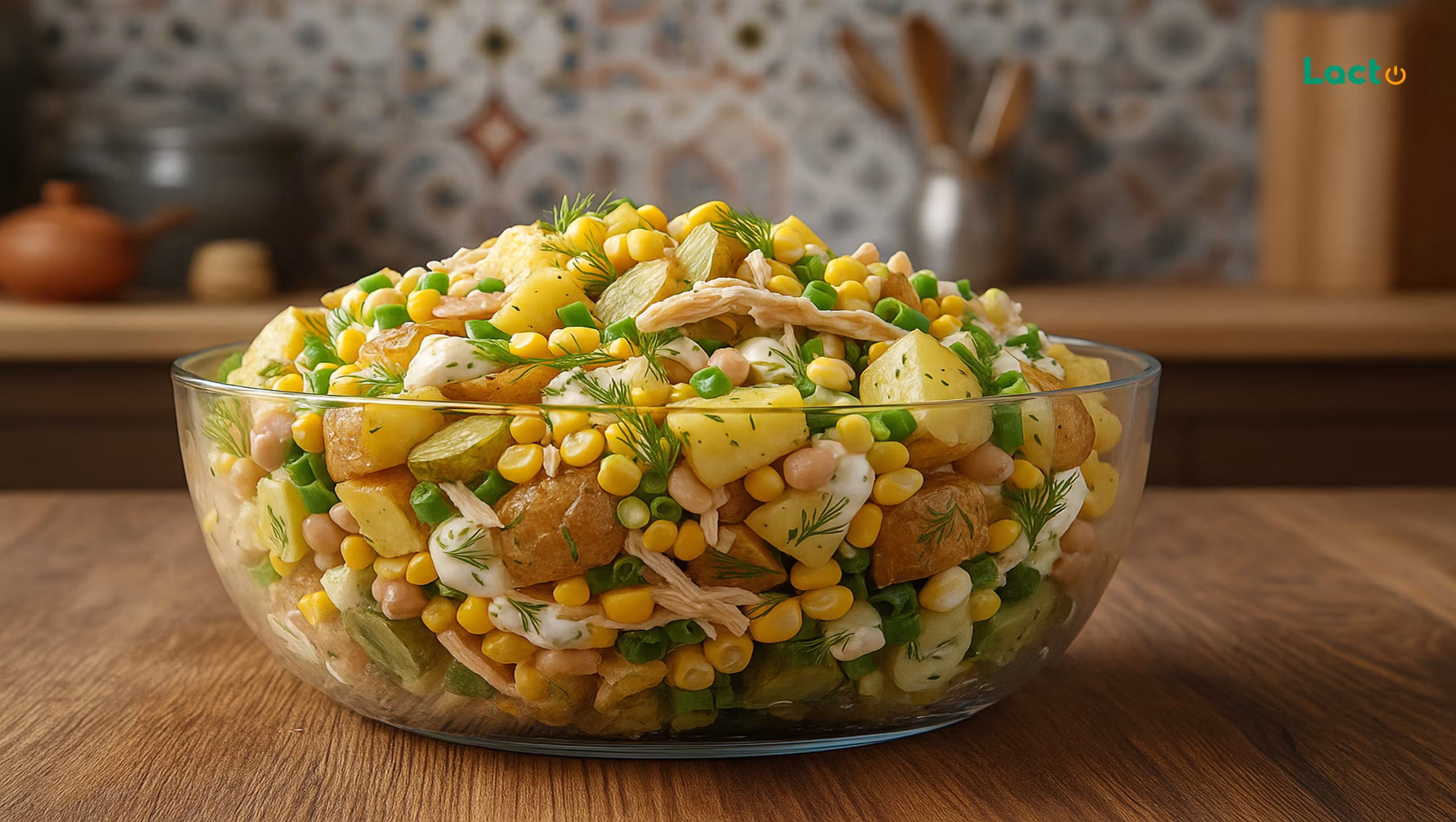 آشپزی با لاکتو -سالاد سیب‌زمینی و ذرت رژیمی با سس ماست یونانی (بدون مایونز!)