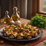 آشپزی با لاکتو – رول بادمجون با فتا و گردو: میان‌وعده‌ای سبک و مغذی